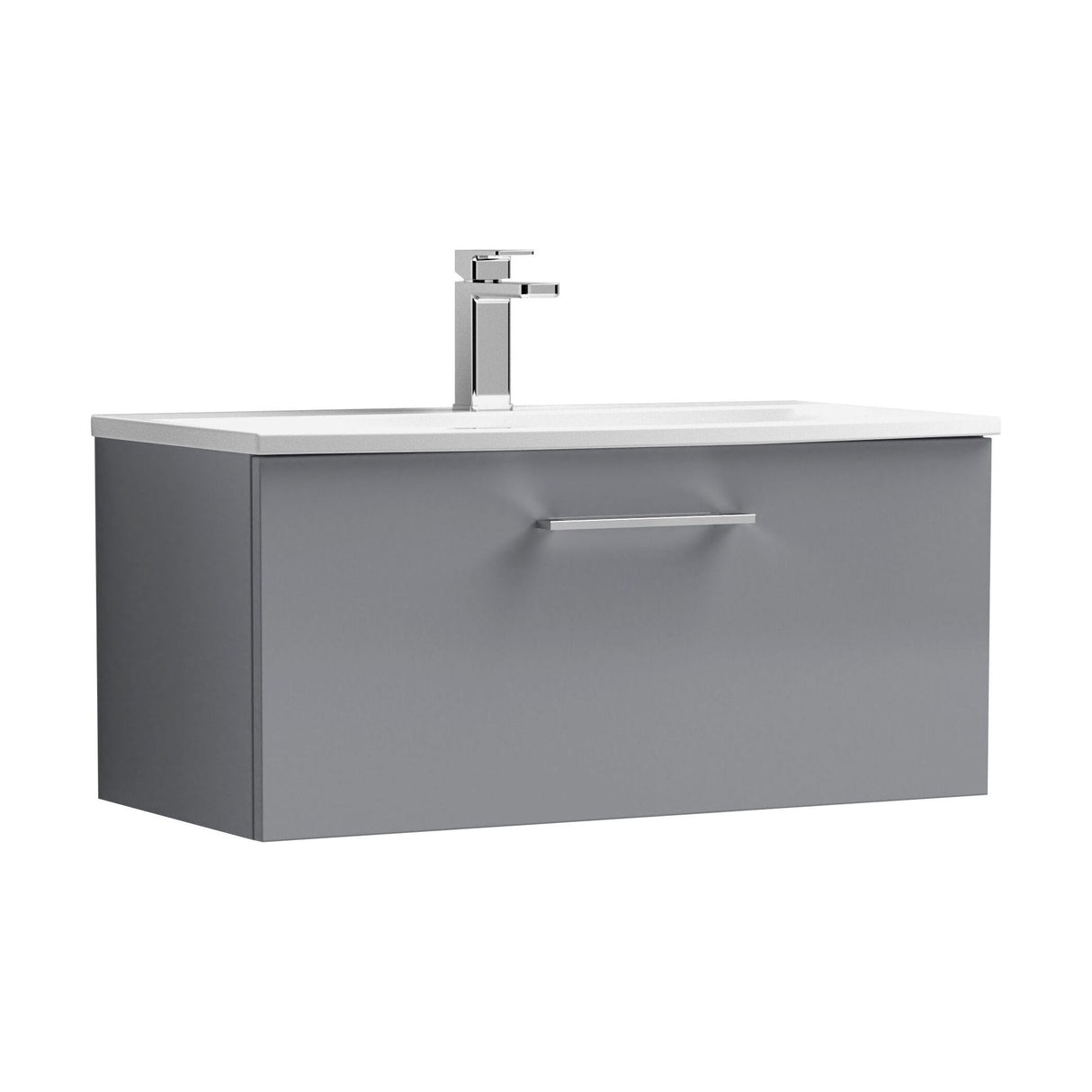 [BFLE2225G] Bramshall Contemporary 1 Soft Close Drawer Wall Hung Vanity Unit, Choice of Size/Basin Type/Colour - Cutout