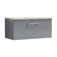 [BFLE2225LBG] Balterley Level 800mm Wall Hung Single Drawer Vanity Unit with Laminate Worktop for Stylish Compact Bathroom Storage - Satin Grey - Cutout