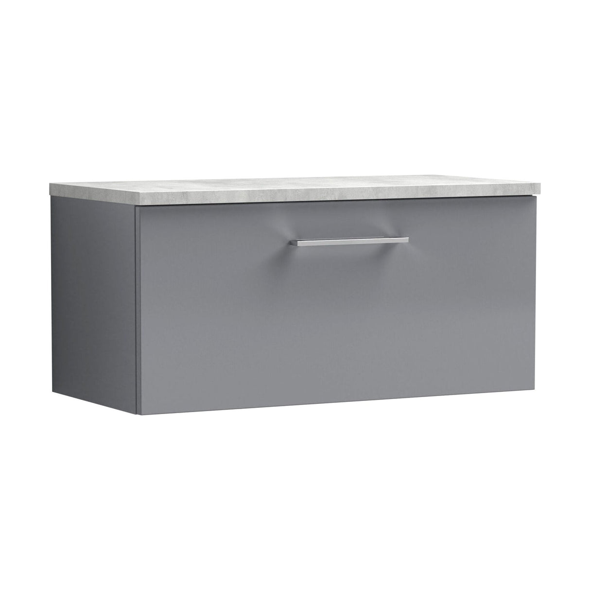 [BFLE2225LBG] Bramshall Contemporary 1 Drawer Wall Hung Vanity Unit with Bellato Grey Laminate Worktop, Choice of Size and Colour - Cutout