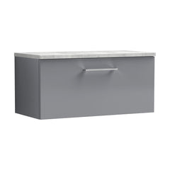 [BFLE2225LBG] Bramshall Contemporary 1 Drawer Wall Hung Vanity Unit with Bellato Grey Laminate Worktop, Choice of Size and Colour - Cutout