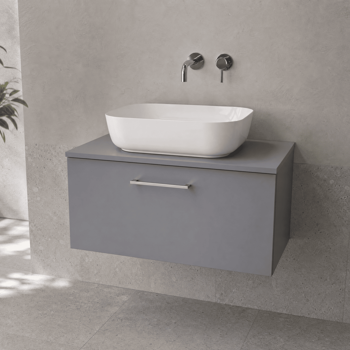 [BFLE2225W] Bramshall Contemporary 1 Soft Close Drawer Wall Hung Vanity Worktop Unit, Choice of Size/Colour