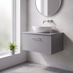 [BFLE2225W] Bramshall Contemporary 1 Soft Close Drawer Wall Hung Vanity Worktop Unit, Choice of Size/Colour