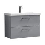 Wall Hung 2 Drawer Vanity Unit with Mid-Edge Ceramic Basin - Choice of Colour, Handle Finish and Size
