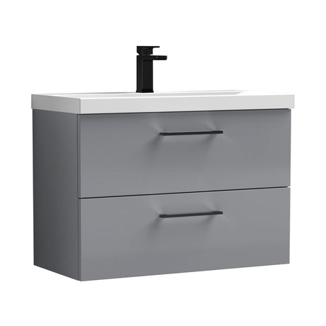 Bramshall Wall Hung 2 Drawer Vanity Unit with Mid-Edge Ceramic Basin - Choice of Colour, Handle Finish and Size