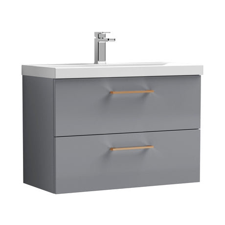 Bramshall Wall Hung 2 Drawer Vanity Unit with Mid-Edge Ceramic Basin - Choice of Colour, Handle Finish and Size