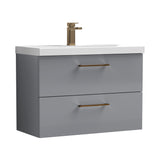Wall Hung 2 Drawer Vanity Unit with Mid-Edge Ceramic Basin - Choice of Colour, Handle Finish and Size