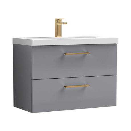 Bramshall Wall Hung 2 Drawer Vanity Unit with Mid-Edge Ceramic Basin - Choice of Colour, Handle Finish and Size