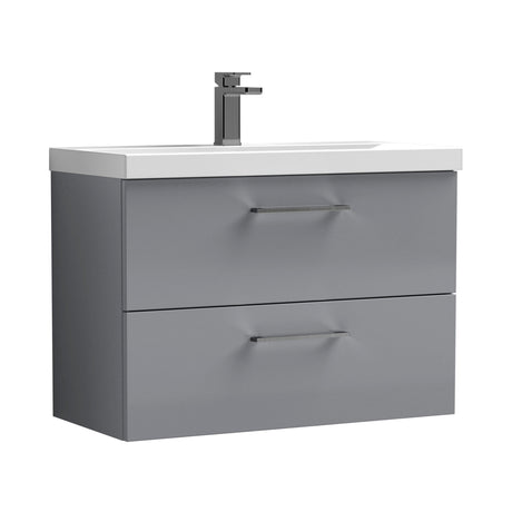 Bramshall Wall Hung 2 Drawer Vanity Unit with Mid-Edge Ceramic Basin - Choice of Colour, Handle Finish and Size