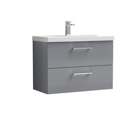 Bramshall Wall Hung 2 Drawer Vanity Unit with Mid-Edge Ceramic Basin - Choice of Colour, Handle Finish and Size