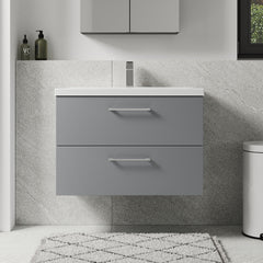 [BFLE2226A] Bramshall Wall Hung 2 Drawer Vanity Unit with Mid-Edge Ceramic Basin - Choice of Colour, Handle Finish and Size - Lifestyle 1