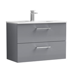 [BFLE2226B] Balterley  Modern Bathroom 2 Soft Close Drawer & Minimalist Wall Hung Vanity Unit Basin, Satin Grey, 435mm - Cutout
