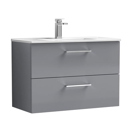 [BFLE2226B] Balterley  Modern Bathroom 2 Soft Close Drawer & Minimalist Wall Hung Vanity Unit Basin, Satin Grey, 435mm - Cutout