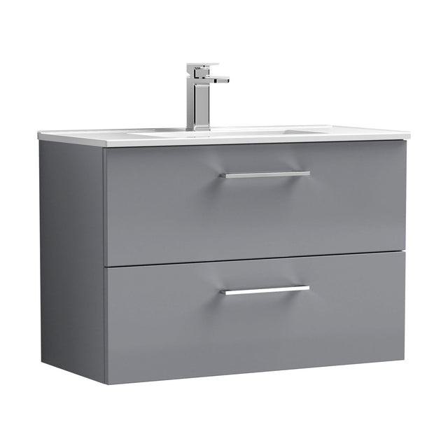 [BFLE2226B] Balterley  Modern Bathroom 2 Soft Close Drawer & Minimalist Wall Hung Vanity Unit Basin, Satin Grey, 435mm - Cutout