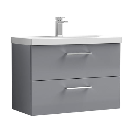 [BFLE2226D] Balterley  Contemporary Bathroom 2 Soft Close Drawer & Thin-Edge Wall Hung Vanity Unit Basin, Satin Grey, 800mm - Cutout