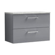 [BFLE2226LBG] Balterley Level 800mm Wall Hung 2 Drawer Vanity Unit with Laminate Worktop for Stylish Compact Bathroom Storage - Satin Grey - Cutout