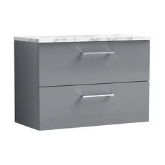 [BFLE2226LCM] Balterley Level 800mm Wall Hung 2 Drawer Vanity Unit with Laminate Worktop for Stylish Compact Bathroom Storage Satin Grey - Cutout