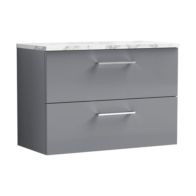 [BFLE2226LCM] Balterley Level 800mm Wall Hung 2 Drawer Vanity Unit with Laminate Worktop for Stylish Compact Bathroom Storage Satin Grey - Cutout