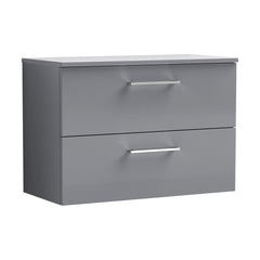 [BFLE2226W] Bramshall Contemporary 2 Soft Close Drawer Wall Hung Vanity Unit with Worktop, Choice of Size and Colour - Cutout