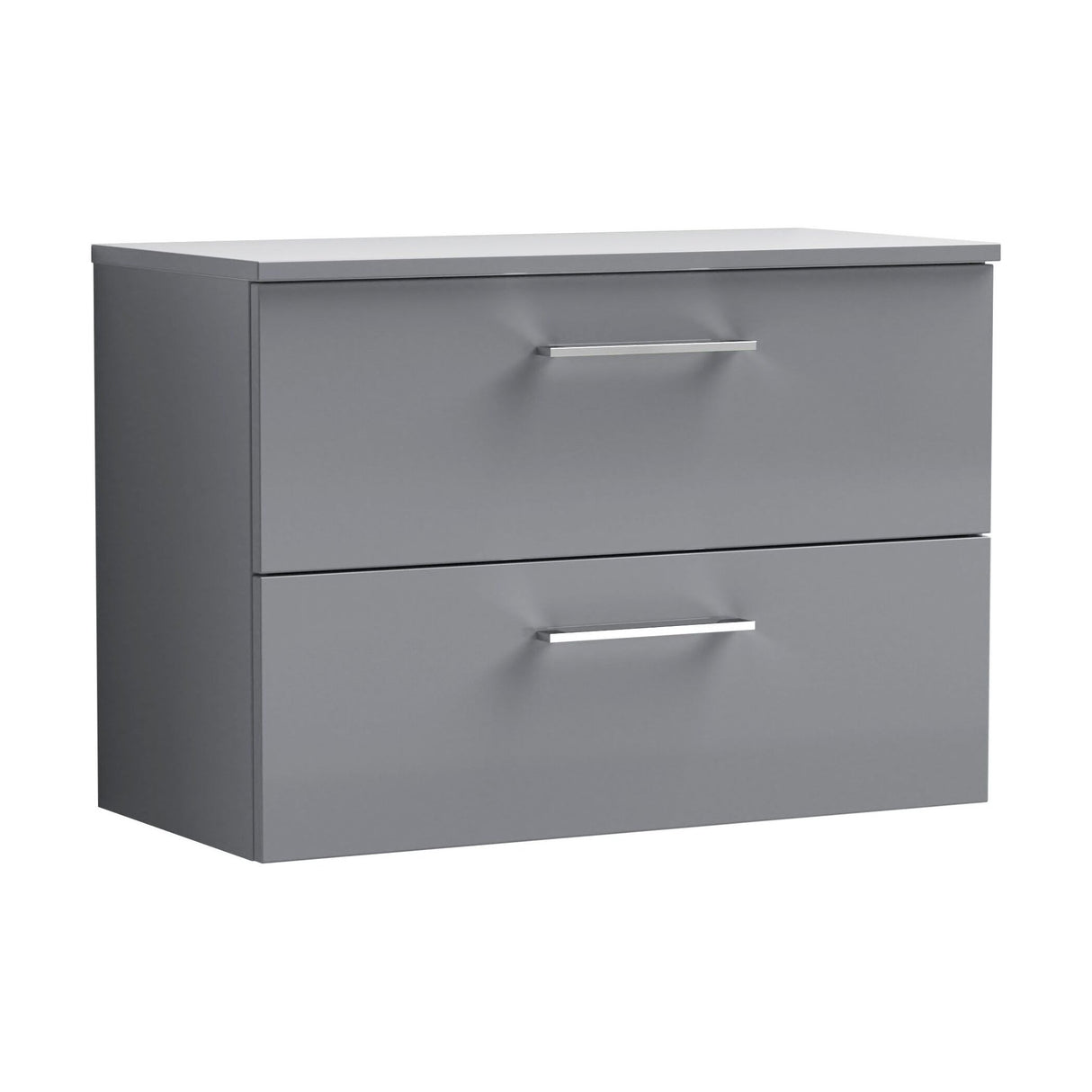 [BFLE2226W] Balterley Level Modern Bathroom 800mm Wall Hung 2 Soft Close Drawer Vanity Unit with Worktop, 557 x 805 x 390mm, Satin Grey - Cutout