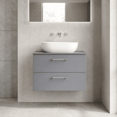 [BFLE2226W] Bramshall Contemporary 2 Soft Close Drawer Wall Hung Vanity Unit with Worktop, Choice of Size and Colour