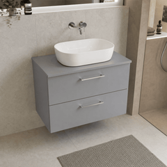 [BFLE2226W] Bramshall Contemporary 2 Soft Close Drawer Wall Hung Vanity Unit with Worktop, Choice of Size and Colour