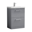 [BFLE2233A] Balterley Modern Bathroom 2 Soft Close Drawer Floor Standing Vanity Unit & Rectangular Mid-Edge Basin, Satin Grey, 600 mm - Cutout