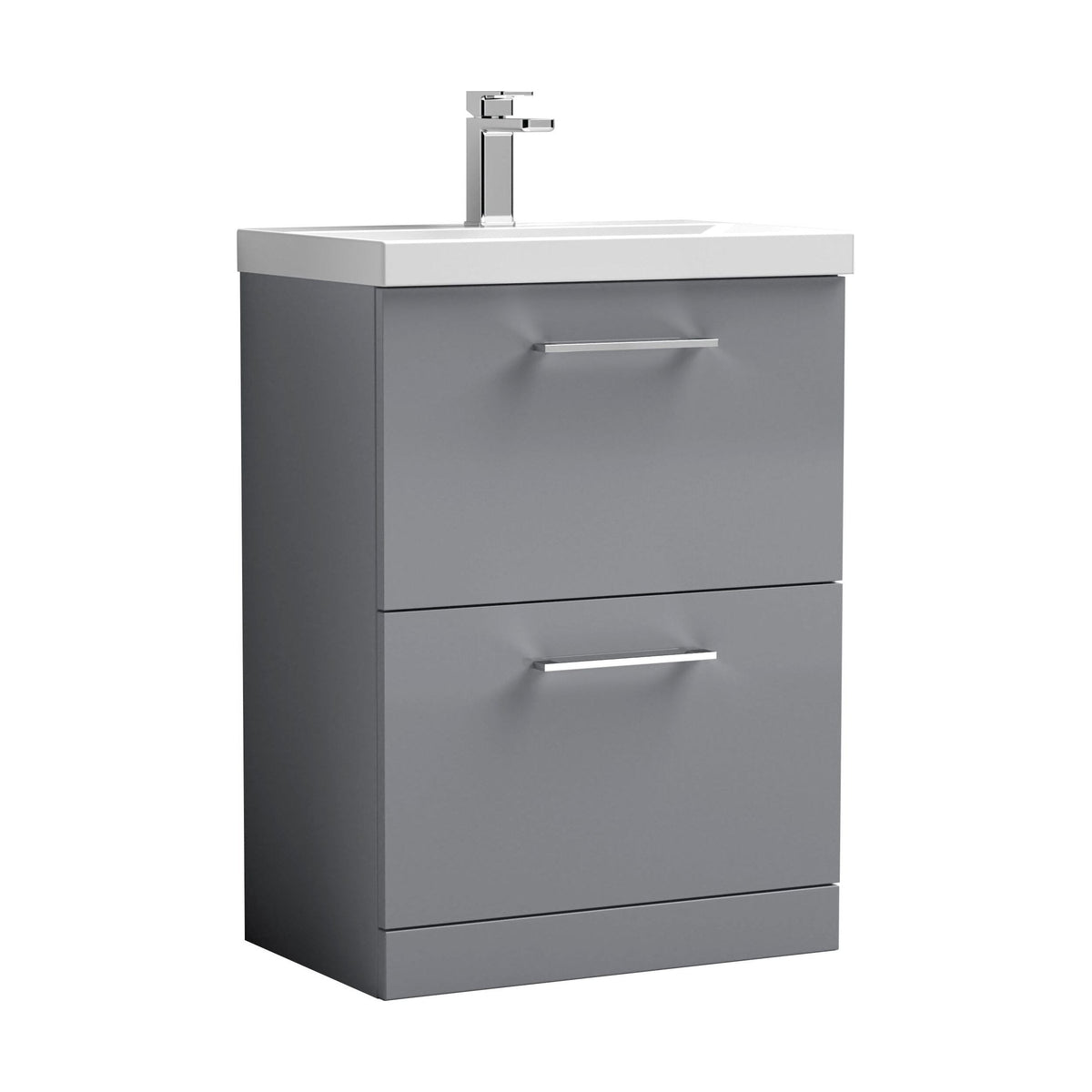 [BFLE2233A] Bramshall Contemporary 2 Drawer Floor Standing Vanity Unit, Choice of Size, Colour and Basin - Cutout