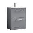 [BFLE2233B] Balterley  Modern Bathroom 2 Soft Close Drawer & Minimalist Floor Standing Vanity Unit Basin, Satin Grey, 440mm - Cutout