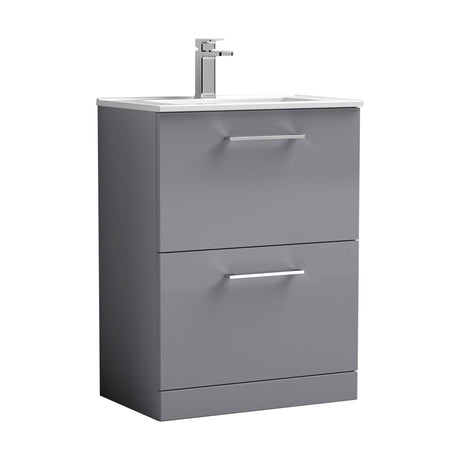[BFLE2233B] Balterley  Modern Bathroom 2 Soft Close Drawer & Minimalist Floor Standing Vanity Unit Basin, Satin Grey, 440mm - Cutout