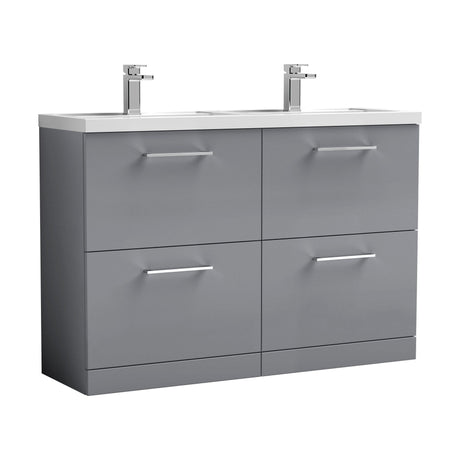 [BFLE2233C2] Balterley Level 1200mm Floor Standing 4 Drawer Vanity Unit with Double Basin, Handles & Overflow for Bathroom Storage Gloss White - Cutout