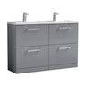 [BFLE2233C2] Balterley Level 1200mm Floor Standing 4 Drawer Vanity Unit with Double Basin, Handles & Overflow for Bathroom Storage Gloss White - Cutout