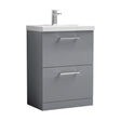 [BFLE2233D] Balterley  Contemporary Bathroom 2 Soft Close Drawer & Thin-Edge Floor Standing Vanity Unit Basin, Satin Grey, 600mm - Cutout