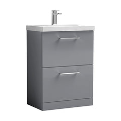[BFLE2233D] Bramshall Contemporary 2 Drawer Floor Standing Vanity Unit, Choice of Size, Colour and Basin - Cutout
