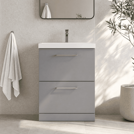 [BFLE2233D] Bramshall Contemporary 2 Drawer Floor Standing Vanity Unit, Choice of Size, Colour and Basin - Silo