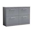 [BFLE2233W2] Balterley Level Modern Bathroom 4 Drawer Floor Standing Vanity Unit with Laminate Worktop & Handles, Satin Grey, 1200 mm - Cutout