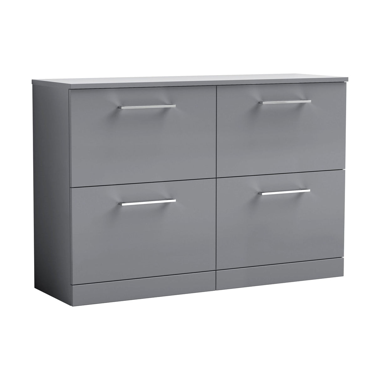[BFLE2233W2] Balterley Level Modern Bathroom 4 Drawer Floor Standing Vanity Unit with Laminate Worktop & Handles, Satin Grey, 1200 mm - Cutout