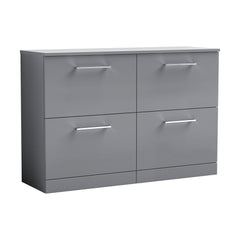 [BFLE2233W2] Balterley Level Modern Bathroom 4 Drawer Floor Standing Vanity Unit with Laminate Worktop & Handles, Satin Grey, 1200 mm - Cutout