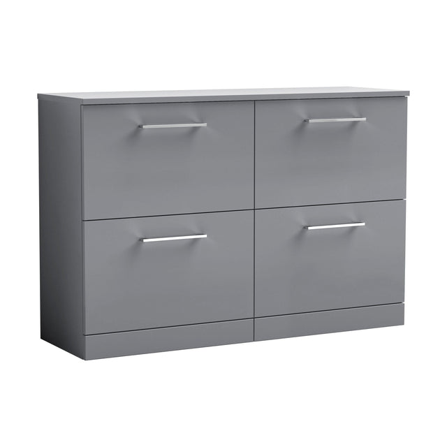 [BFLE2233W2] Balterley Level Modern Bathroom 4 Drawer Floor Standing Vanity Unit with Laminate Worktop & Handles, Satin Grey, 1200 mm - Cutout