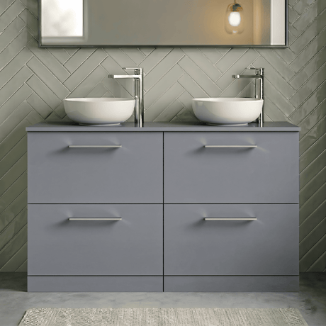 [BFLE2233W2] Bramshall Contemporary 4 Drawer Floor Standing Vanity Unit with Worktop, 1200mm, Choice of Colour - Silo