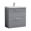 [BFLE2235A] Balterley Contemporary Bathroom Floor Standing 2 Drawer Vanity Unit & Mid-Edge Ceramic Basin, Satin Grey, 800 mm - Cutout