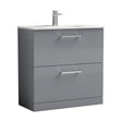 [BFLE2235B] Balterley  Modern Bathroom 2 Soft Close Drawer & Minimalist Floor Standing Vanity Unit Basin, Satin Grey, 435mm - Cutout