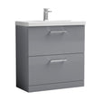 [BFLE2235D] Balterley  Contemporary Bathroom 2 Soft Close Drawer & Thin-Edge Floor Standing Vanity Unit Basin, Satin Grey, 800mm - Cutout