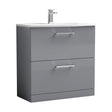 [BFLE2235G] Balterley  Modern Bathroom Floor Standing 2 Soft Close Drawer Vanity Unit & Curved Basin, Satin Grey, 800mm - Cutout