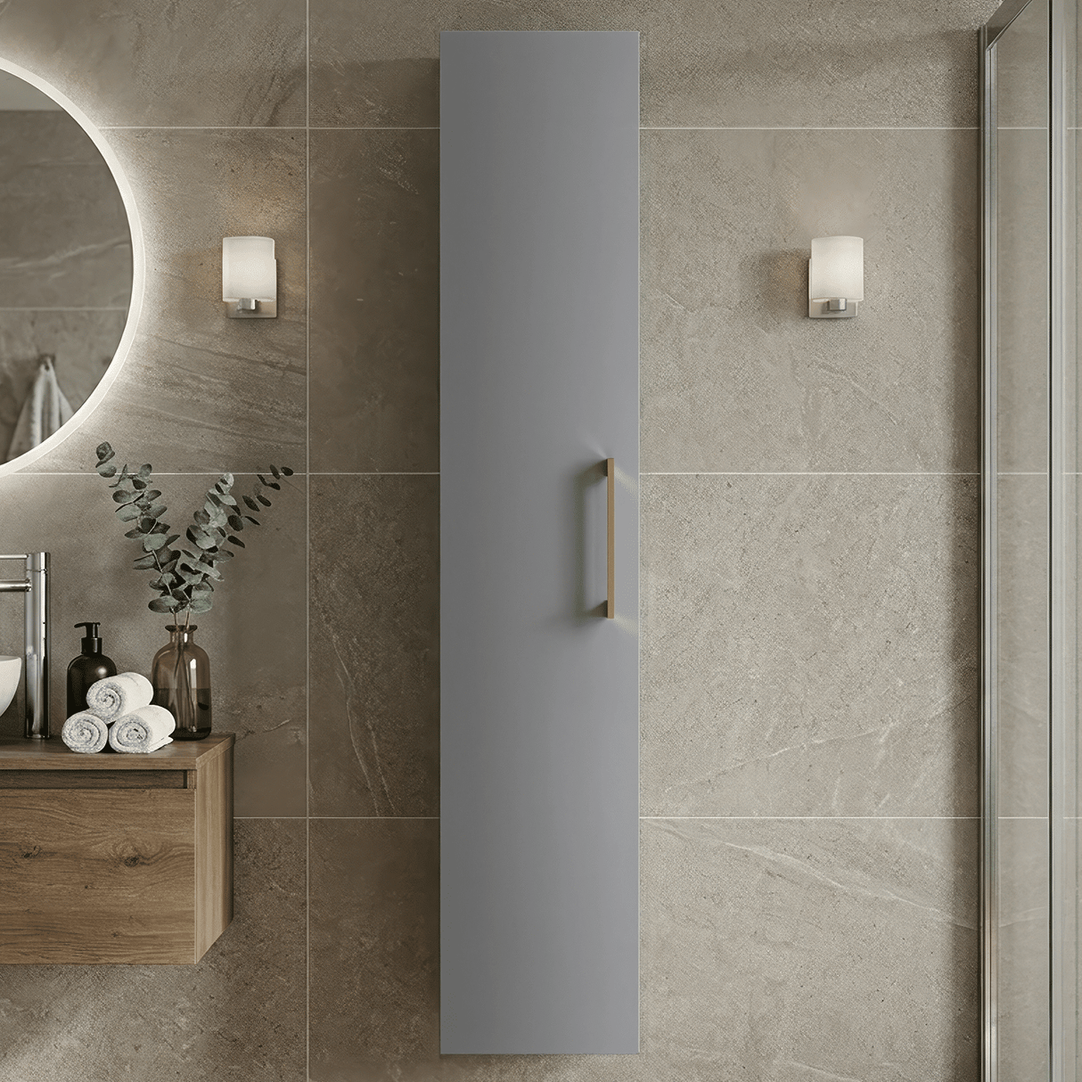 [BFLE2261H017] Bramshall 300mm Wall Hung 1 Door Tall Unit – Choice of Colour and Handle Finish - Silo