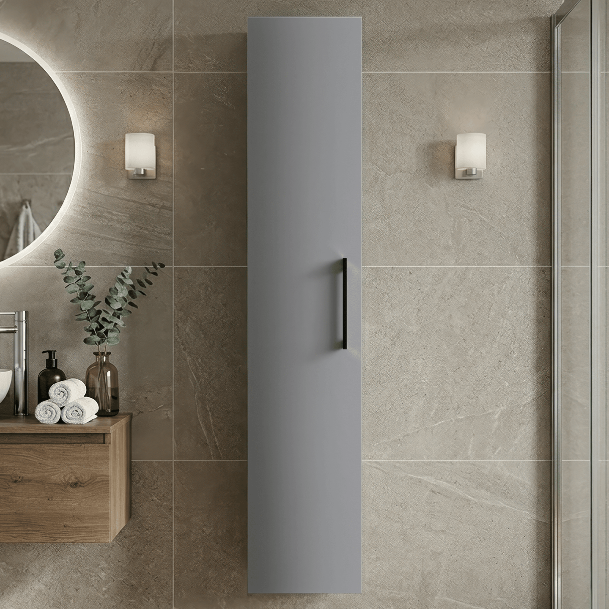[BFLE2261H018] Bramshall 300mm Wall Hung 1 Door Tall Unit – Choice of Colour and Handle Finish - Silo