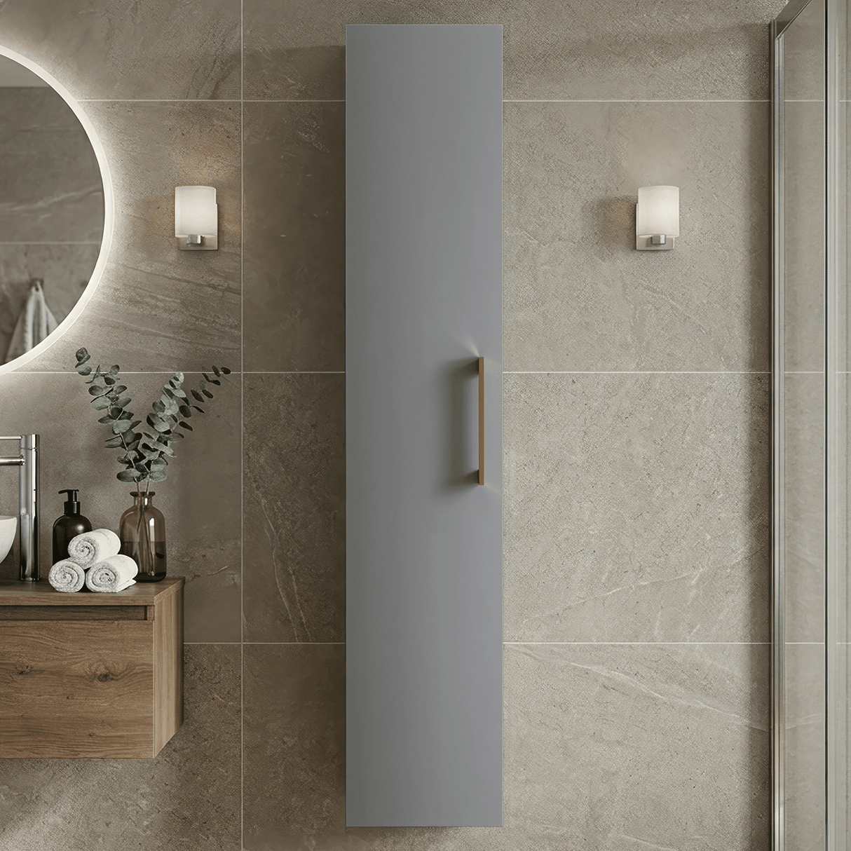 [BFLE2261H019] Bramshall 300mm Wall Hung 1 Door Tall Unit – Choice of Colour and Handle Finish - Silo