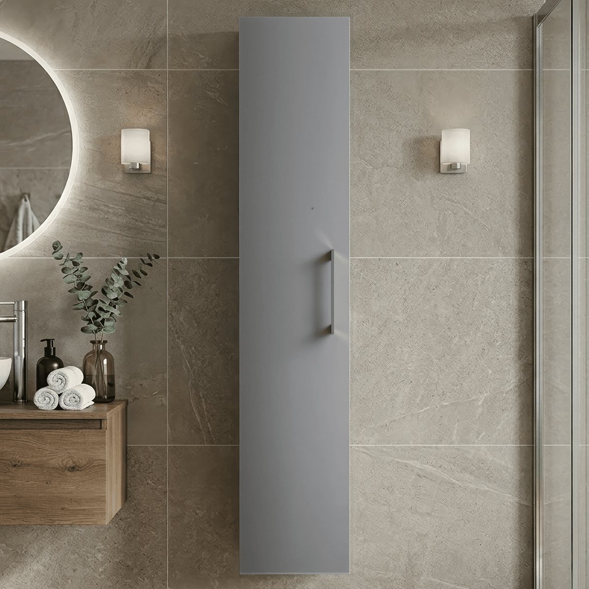 [BFLE2261H716] Bramshall 300mm Wall Hung 1 Door Tall Unit – Choice of Colour and Handle Finish - Silo