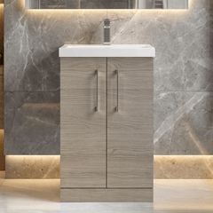 [BFLE2501A] Contemporary Floor Standing Vanity Unit with Mid-Edge Basin, Choice of Size - Silo