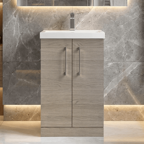 [BFLE2501A] Contemporary Floor Standing Vanity Unit with Mid-Edge Basin, Choice of Size - Silo