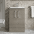 [BFLE2501B] Balterley  Modern Bathroom 2 Soft Close Door & Minimalist Floor Standing Vanity Unit Basin, Solace Oak, 345mm - Silo